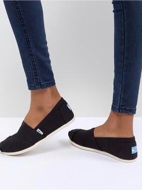 Toms Black Slip-On Espadrille Flats